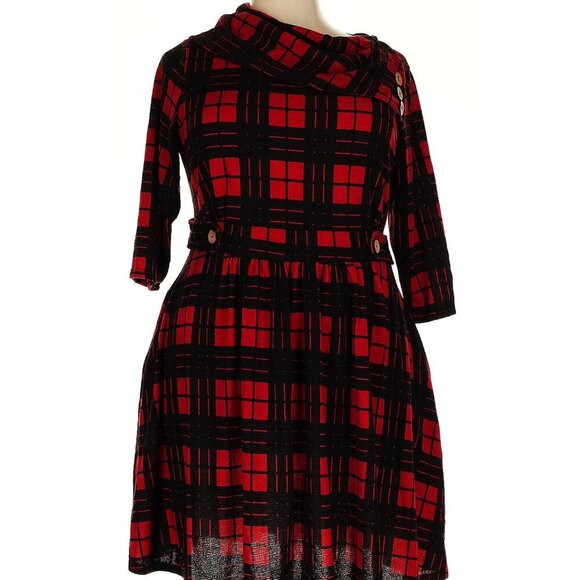 Modcloth "Coach Tour"Long Sleeved Plaid Dress - Picture 2 of 3